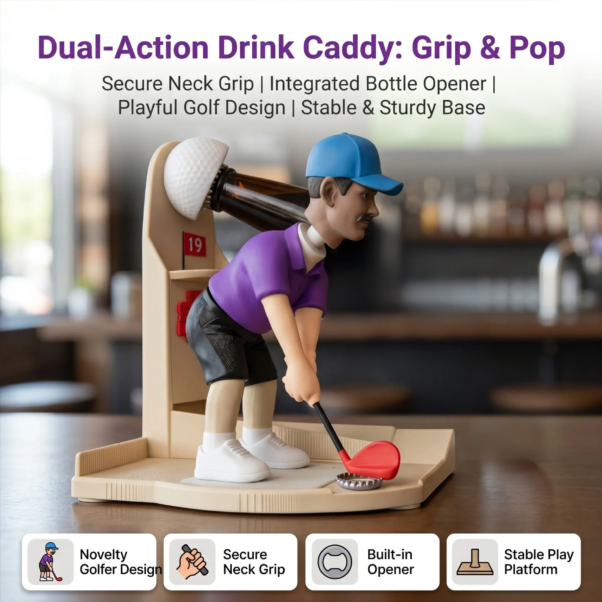 Golf Beer Bottle Opener 3D Printed Golfer Figurine Cap Remover Home Bar Tool For Golf Lovers Men Man Cave Accessory