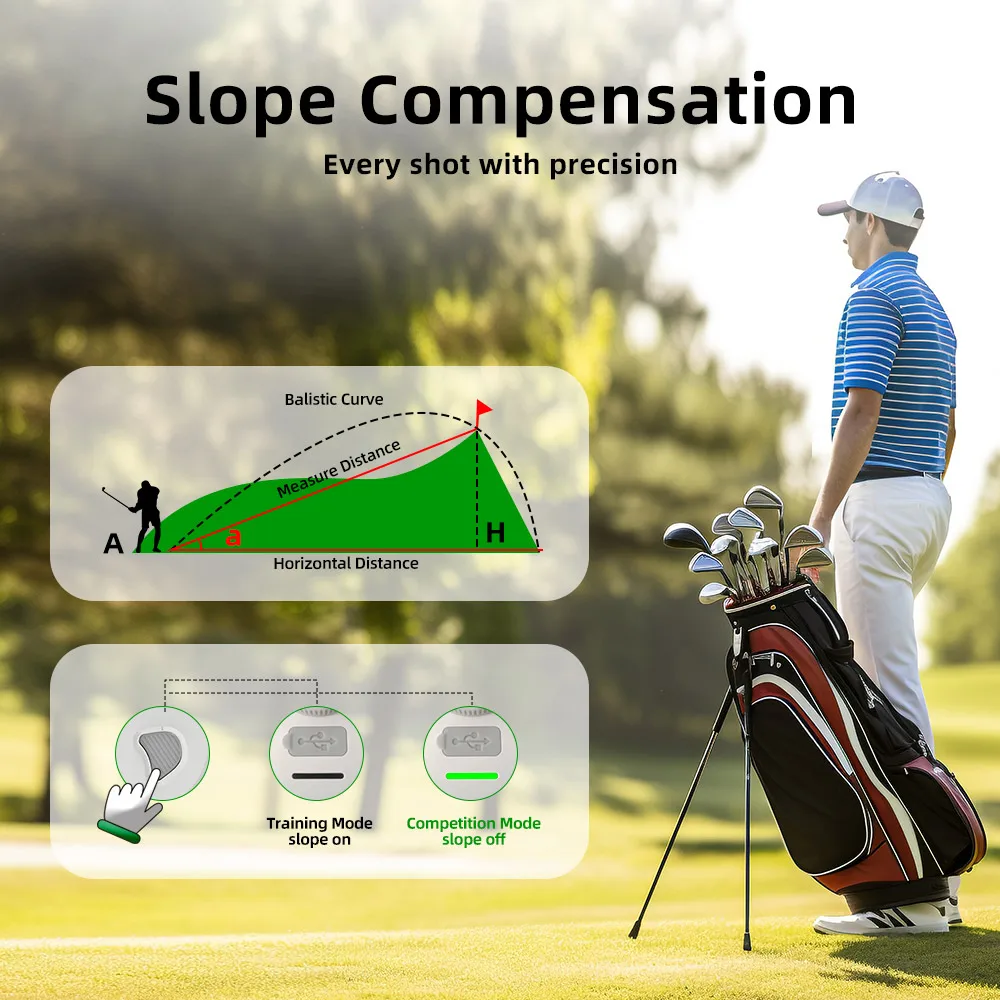 Golf Rangefinder with Slope 1000 Yards Range Finder Golfing 6X Magnification Flag Pole Locking Vibration Magnet Stripe