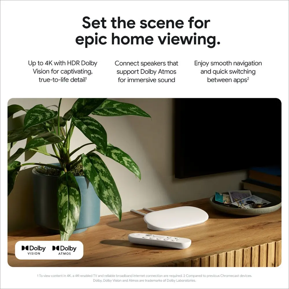 Google TV Streamer (4K) Ready Stock Android 10 32GB Netflix Certified Dolby Vision Atmos Up to 4K HDR 60 FPS HDMI