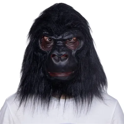 Gorilla Full Head Mask Latex Lifelike Animal Mask With Hair