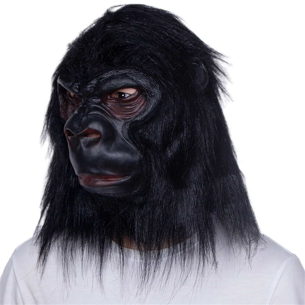 Gorilla Full Head Mask Latex Lifelike Animal Mask With Hair