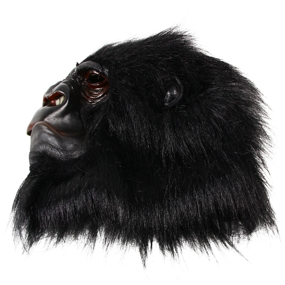 Gorilla Full Head Mask Latex Lifelike Animal Mask With Hair