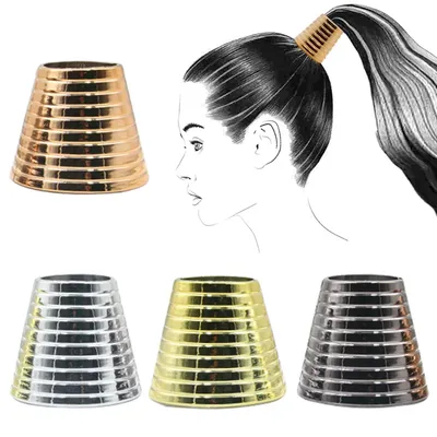 Goth Punk Alloy Plated Hair Ring Geometric Metal Hair Band for Women Fake Metal Ponytail Holder Hairclips Hair