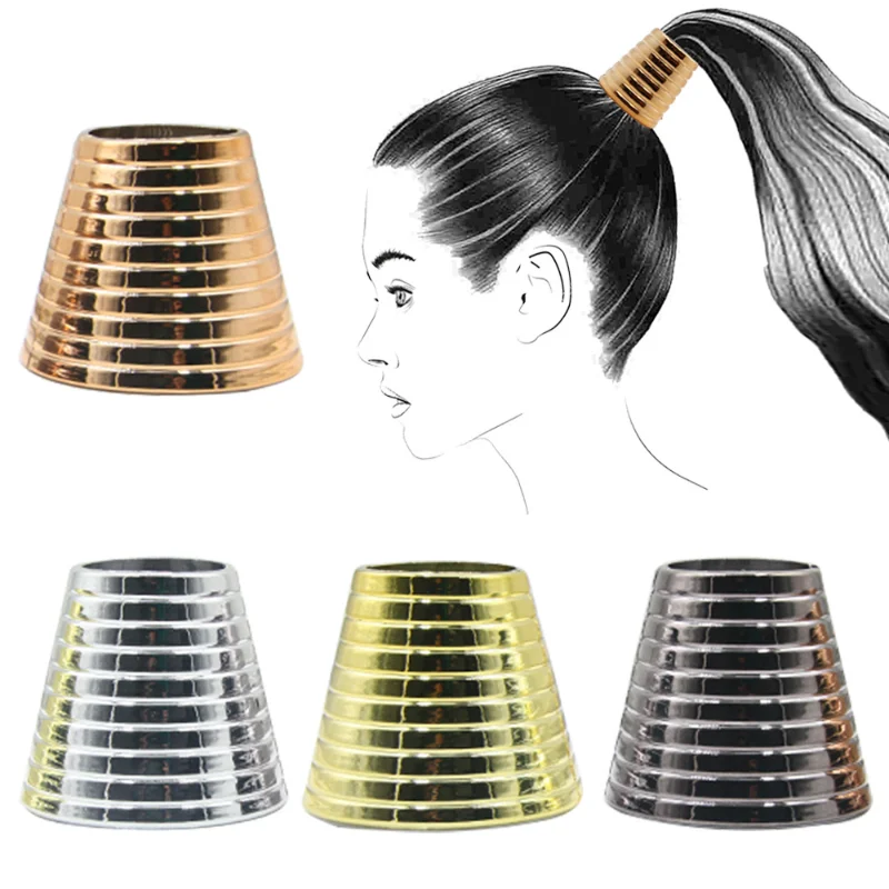 Goth Punk Alloy Plated Hair Ring Geometric Metal Hair Band for Women Fake Metal Ponytail Holder Hairclips Hair Goth Punk Alloy Plated Hair Ring Geometric Metal Hair Band for Women Fake Metal Ponytail Holder Hairclips Hair