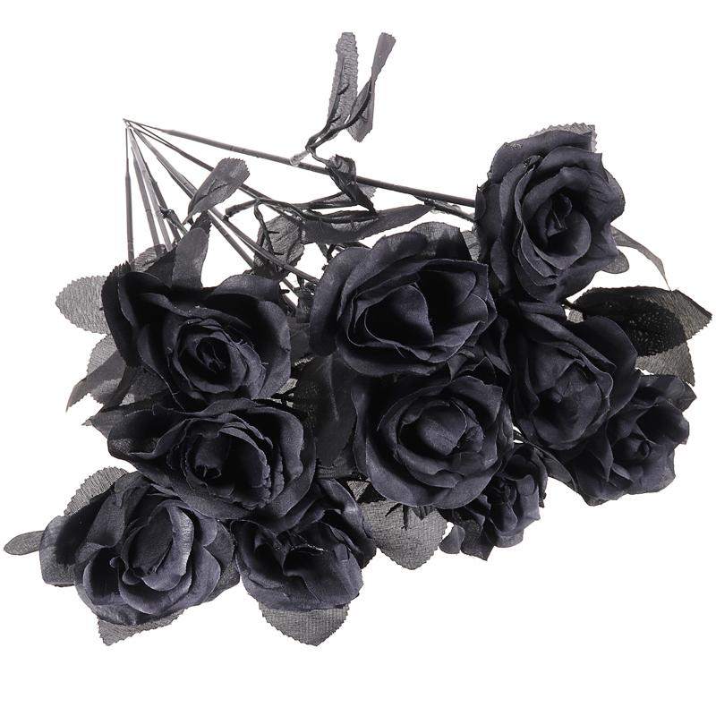 Gothic Artificial Black Roses (10pcs)