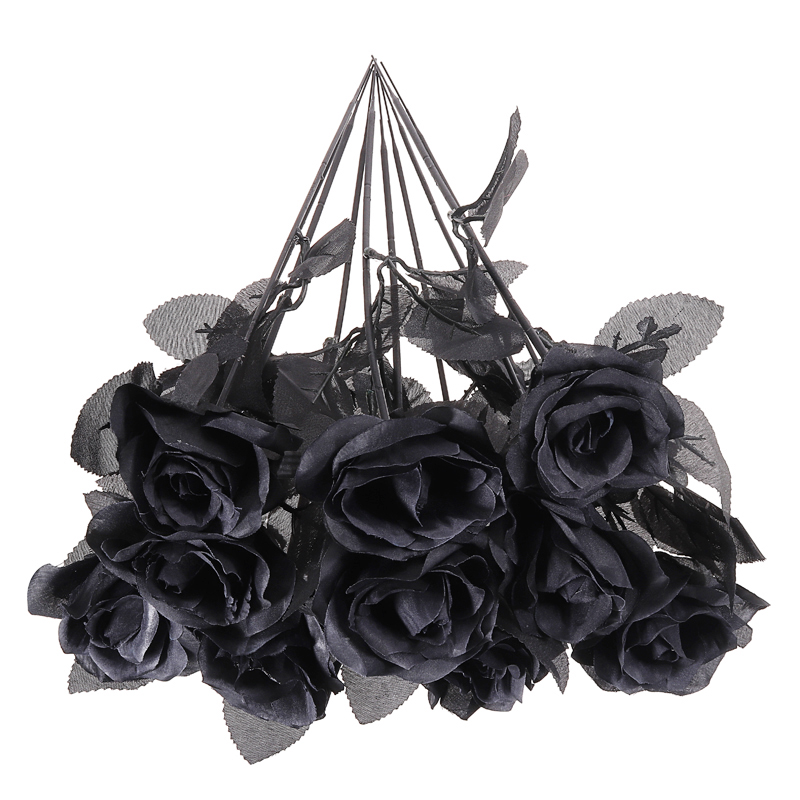 Gothic Artificial Black Roses (10pcs)