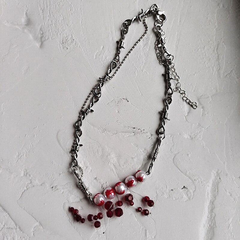 Gothic Bloody Pearl Necklace