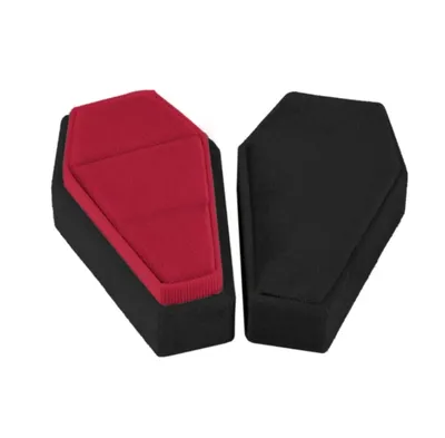 Gothic Design Velvet Coffin Ring Box