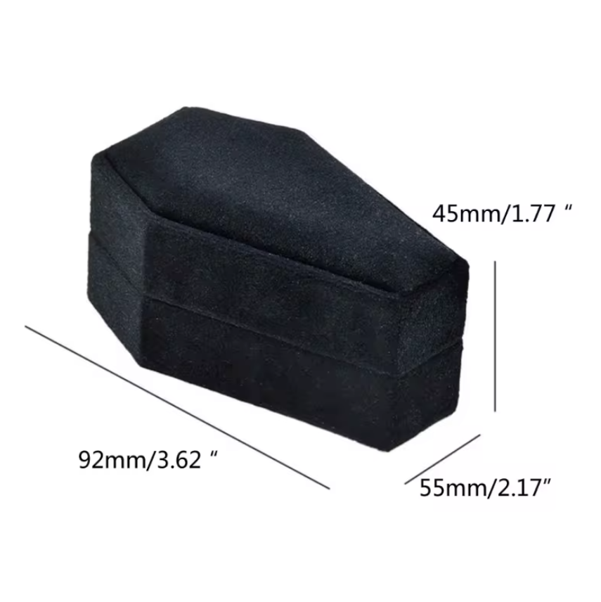 Gothic Design Velvet Coffin Ring Box