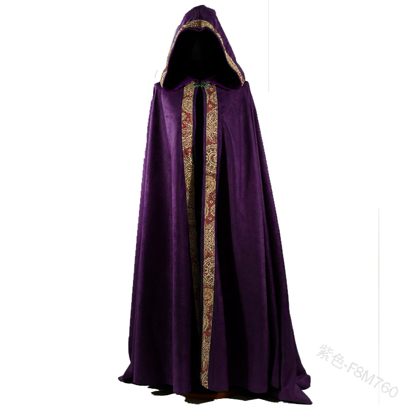 Gothic Hooded Cloak Coat Halloween Costume Vampire Devil Wizard Cape Viking Robe Gown Party Cosplay Costume Halloween