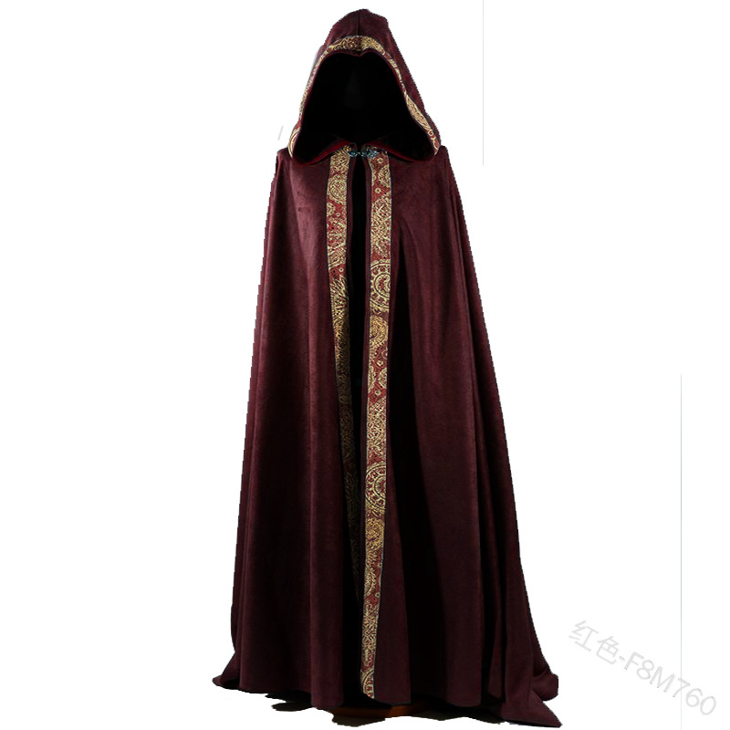 Gothic Hooded Cloak Coat Halloween Costume Vampire Devil Wizard Cape Viking Robe Gown Party Cosplay Costume Halloween