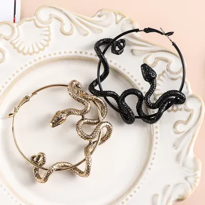 Gothic Snake Hoop Earrings