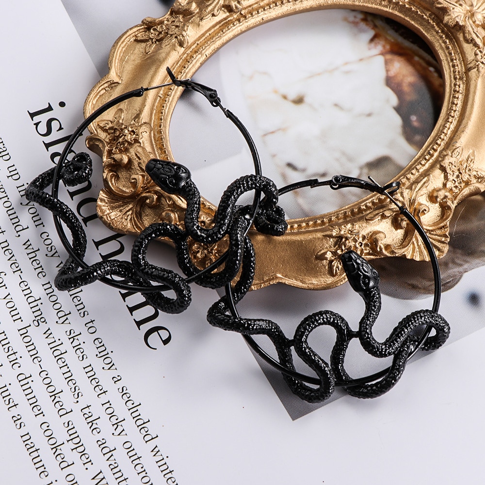 Gothic Snake Hoop Earrings