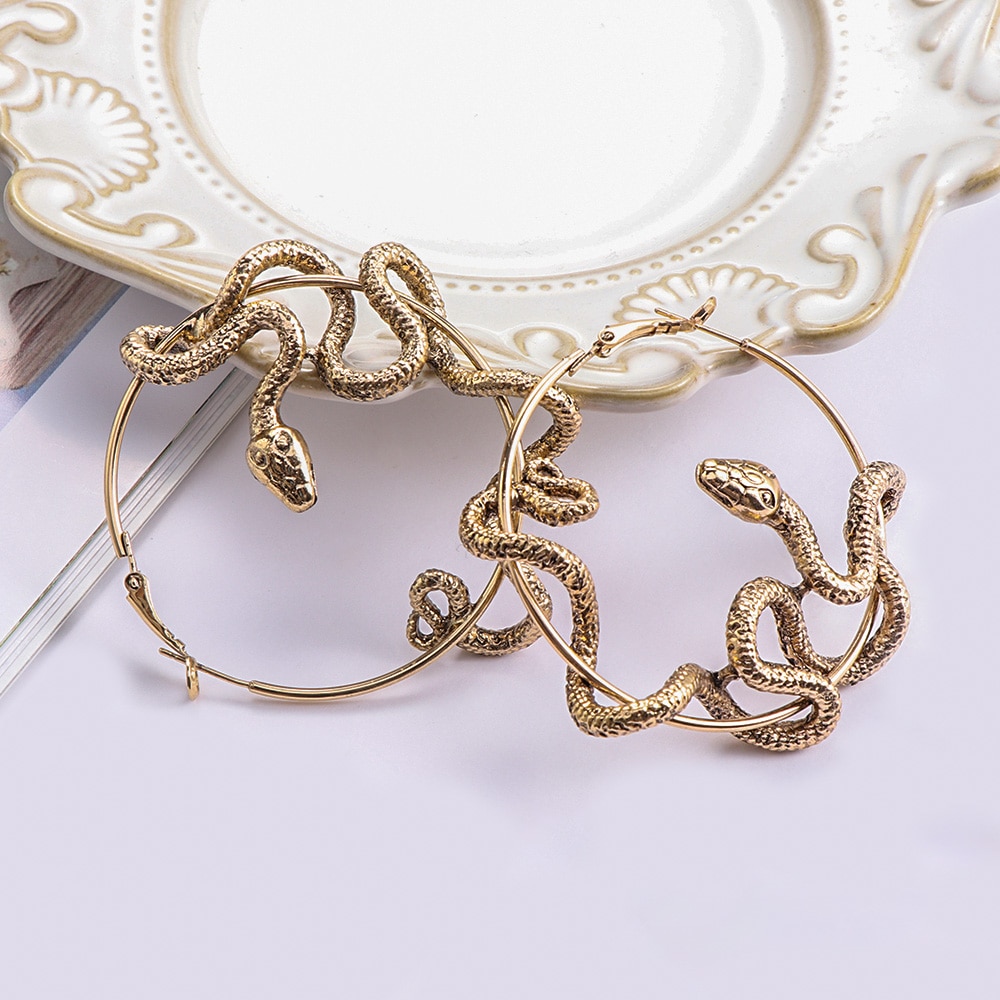 Gothic Snake Hoop Earrings