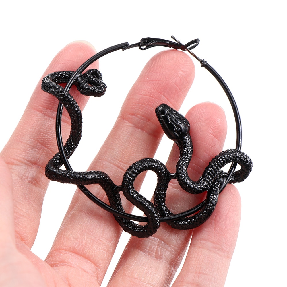 Gothic Snake Hoop Earrings