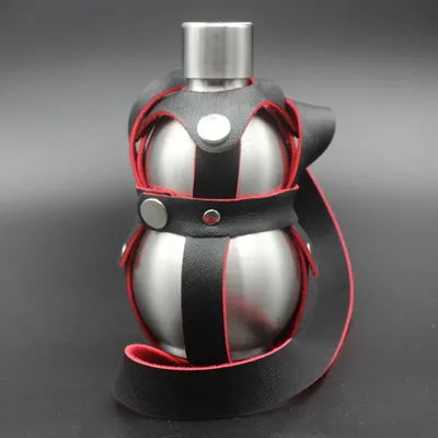 Gourd-Shaped Hip Flask With Leather Holder Gourd-Shaped Hip Flask With Leather Holder