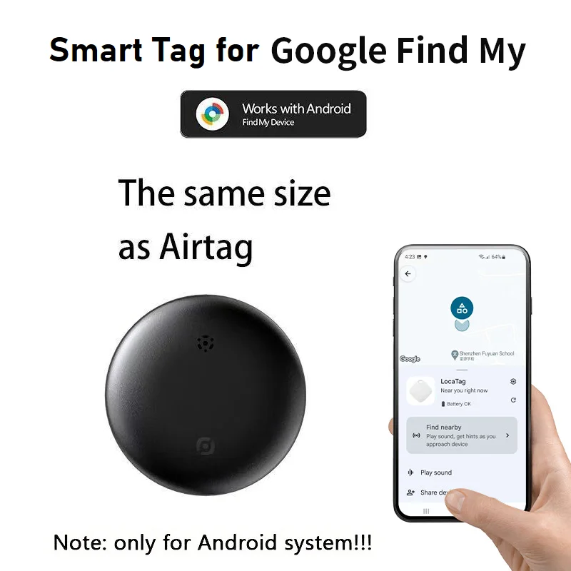 Gps Tracker for Android Google Find My Device Global Positioning Locator Airtag Replacement Smart Finder for Car Kids