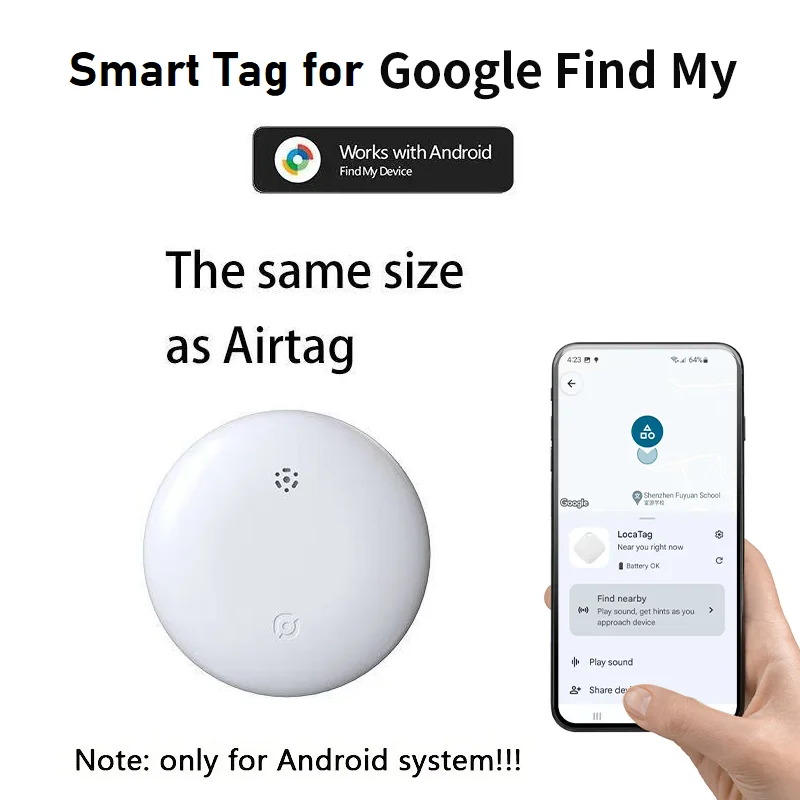 Gps Tracker for Android Google Find My Device Global Positioning Locator Airtag Replacement Smart Finder for Car Kids