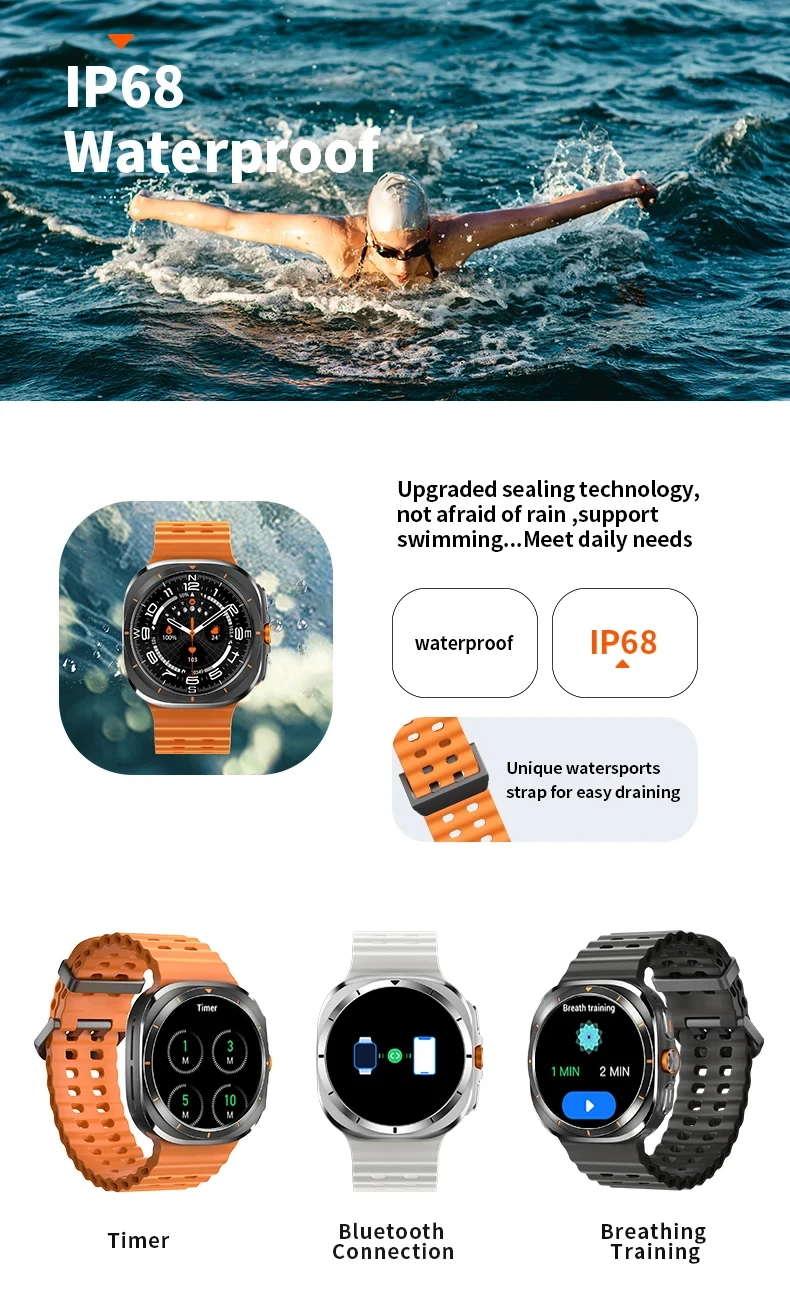 GPS Watch 7 Ultra 47mm Smart Watch IP68 Waterproof Bluetooth Call Compass Smartwatch for Men Women 1.43″ AMOLED Screen