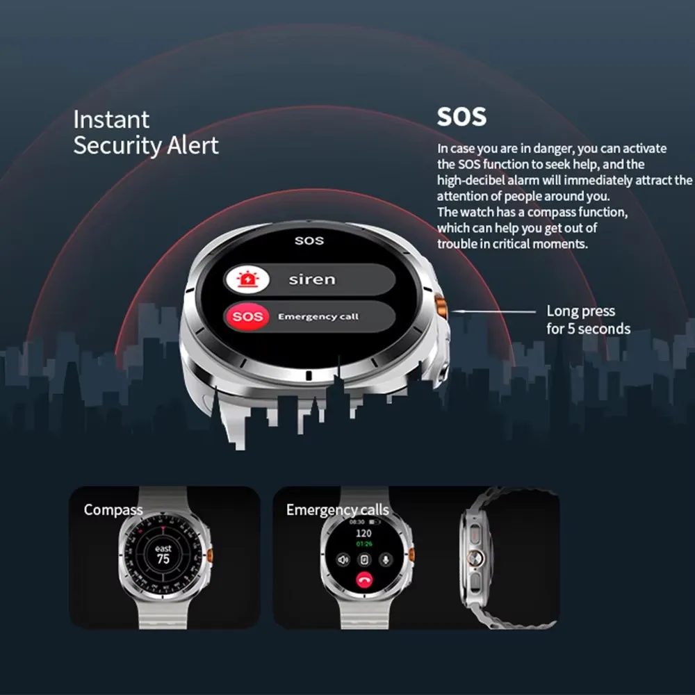 GPS Watch 7 Ultra 47mm Smart Watch IP68 Waterproof Bluetooth Call Compass Smartwatch for Men Women 1.43″ AMOLED Screen