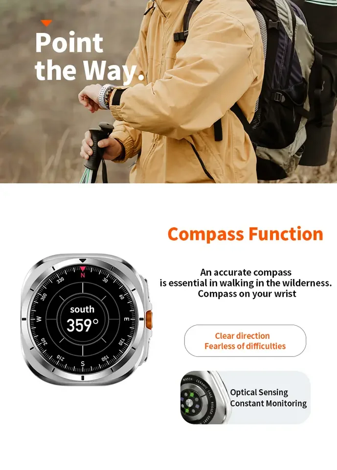 GPS Watch 7 Ultra 47mm Smart Watch IP68 Waterproof Bluetooth Call Compass Smartwatch for Men Women 1.43″ AMOLED Screen