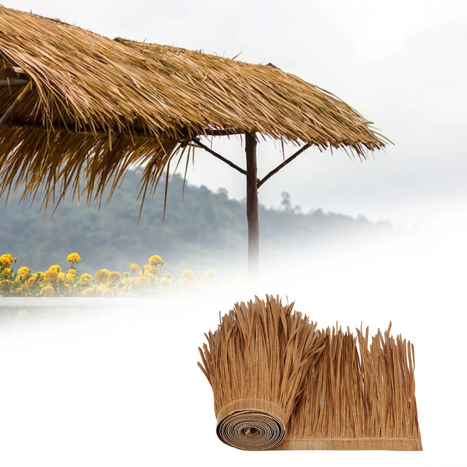 Grass Artificial Thatch Roofing for Outdoor Garden Patio Umbrella Cover 1mx50cm Straw Roof Thatch Simulation Panel Palm