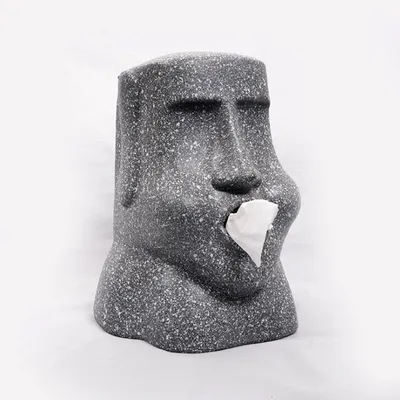 Gray Resin Easter Island Tissue Box Gray Resin Easter Island Tissue Box