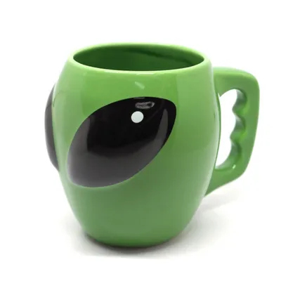 Green Ceramic Alien Coffee Mug