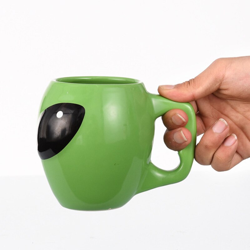 Green Ceramic Alien Coffee Mug