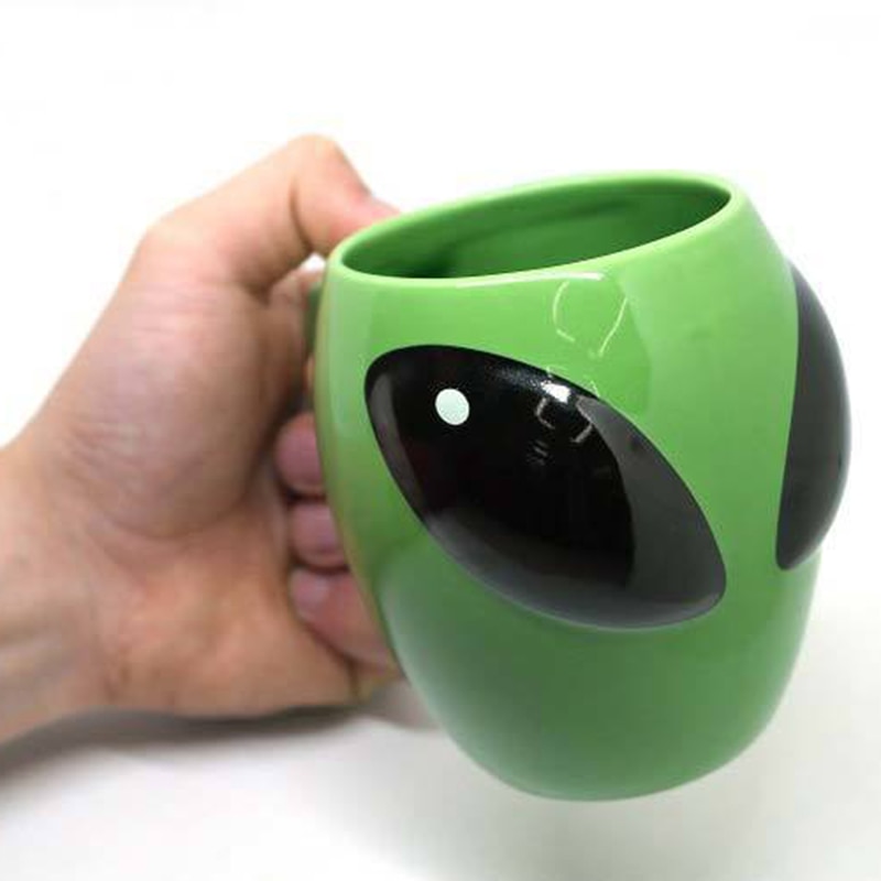 Green Ceramic Alien Coffee Mug