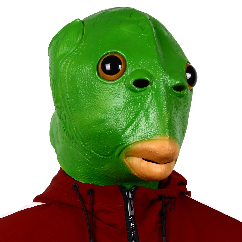 Green Fish Head Mask Halloween Funny Cosplay Costume Mask Unisex Adult Carnival Party Headdress Props Green Fish Head Mask Halloween Funny Cosplay Costume Mask Unisex Adult Carnival Party Headdress Props