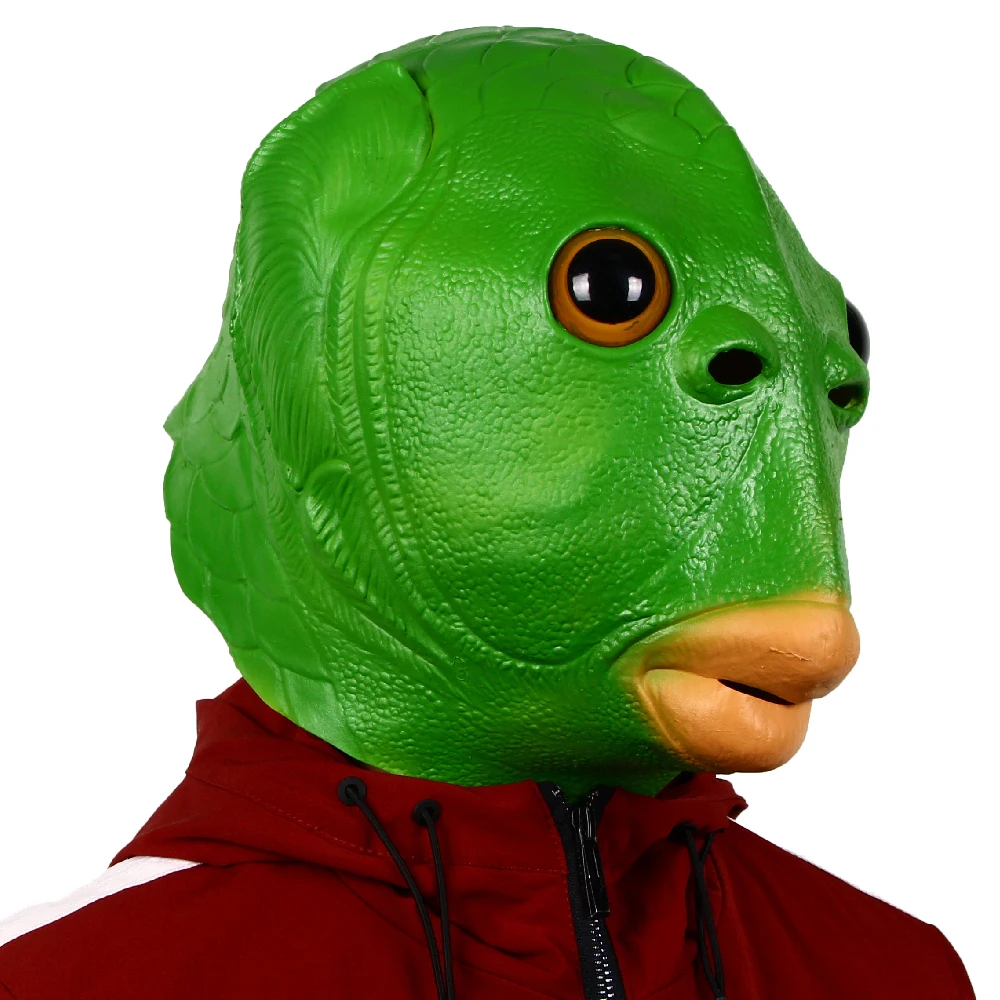 Green Fish Head Mask Halloween Funny Cosplay Costume Mask Unisex Adult Carnival Party Headdress Props Green Fish Head Mask Halloween Funny Cosplay Costume Mask Unisex Adult Carnival Party Headdress Props