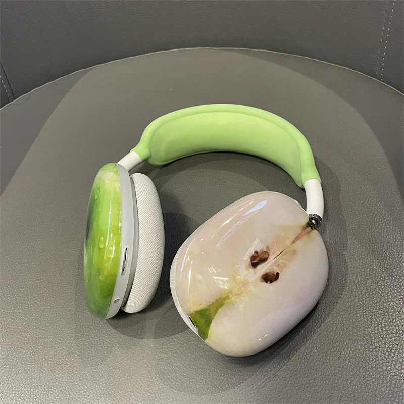 Green Fruit Series Y2K Airpods Max Headphones Case Cover 3D Resin Customized Airpods Cases Headphones Accessories
