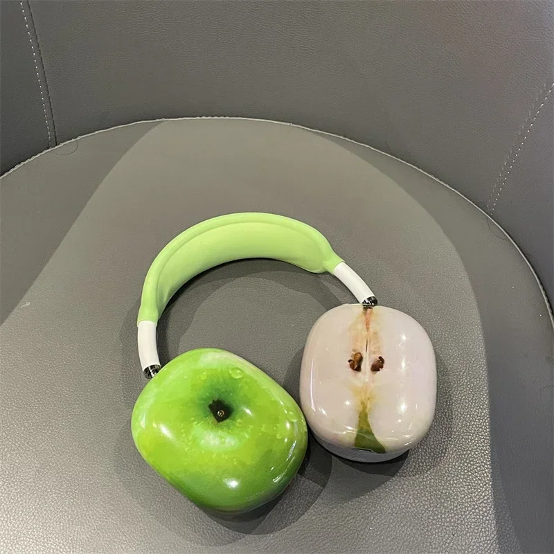 Green Fruit Series Y2K Airpods Max Headphones Case Cover 3D Resin Customized Airpods Cases Headphones Accessories