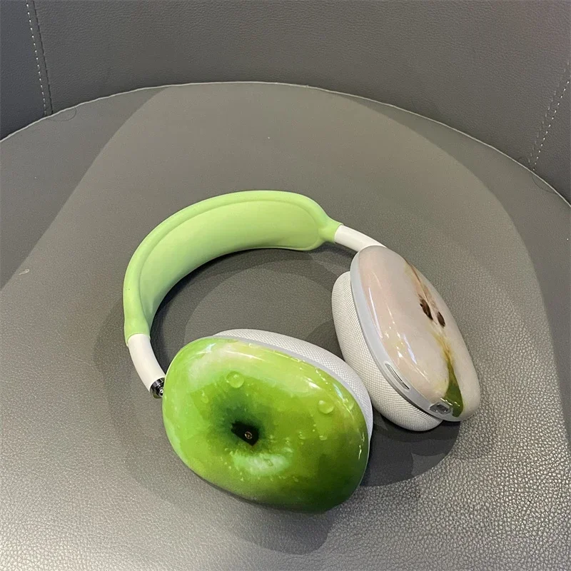 Green Fruit Series Y2K Airpods Max Headphones Case Cover 3D Resin Customized Airpods Cases Headphones Accessories
