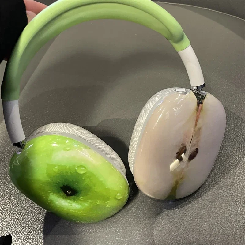 Green Fruit Series Y2K Airpods Max Headphones Case Cover 3D Resin Customized Airpods Cases Headphones Accessories