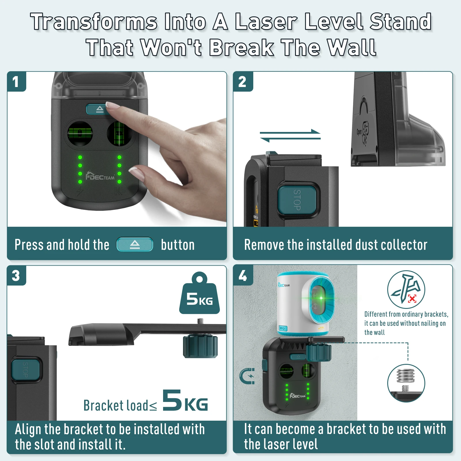 Green Laser Level Decteam Electric Drilling Dust Collector 3 In 1 Wall Suction Vacuum Box Cleaning Tool Laser Bracket Green Laser Level Decteam Electric Drilling Dust Collector 3 In 1 Wall Suction Vacuum Box Cleaning Tool Laser Bracket
