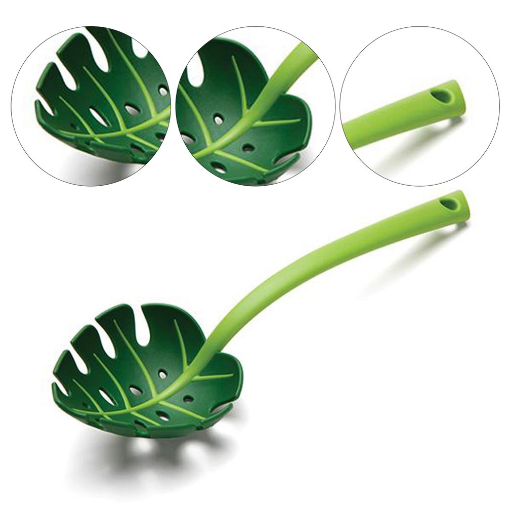 Green Monstera Leaf Pasta Serving Spoon