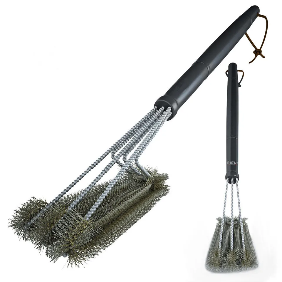 Grill Cleaning Brush BBQ Tool Grill Brush 3 Stainless Steel Brushes In 1 Cleanin Bbq Accessories Best Cleaner Barbecue