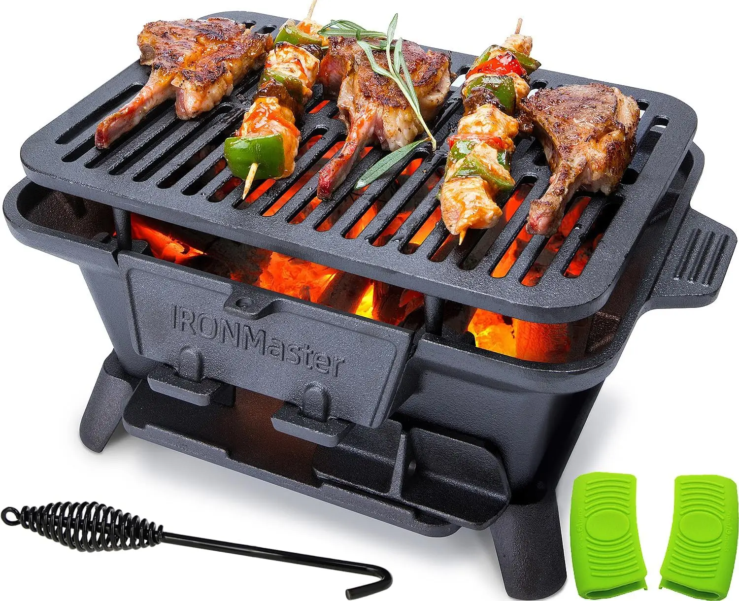 Grill Outdoor, Small Portable Charcoal Grill, 100% Pre-Seasoned Cast Iron, Japanese Yakitori Camping Grill – 2 Heights Grill Outdoor, Small Portable Charcoal Grill, 100% Pre-Seasoned Cast Iron, Japanese Yakitori Camping Grill – 2 Heights