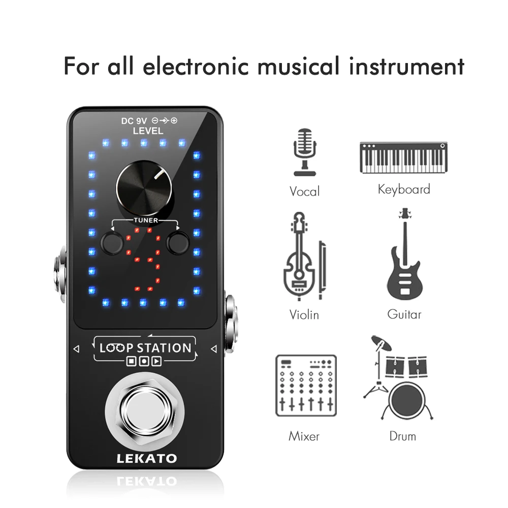Guitar Effect Pedal Looper 9 Loops 40 Minutes Recording Time Loop Station with Tuner Overdub Guitar Looper Musical Guitar Effect Pedal Looper 9 Loops 40 Minutes Recording Time Loop Station with Tuner Overdub Guitar Looper Musical