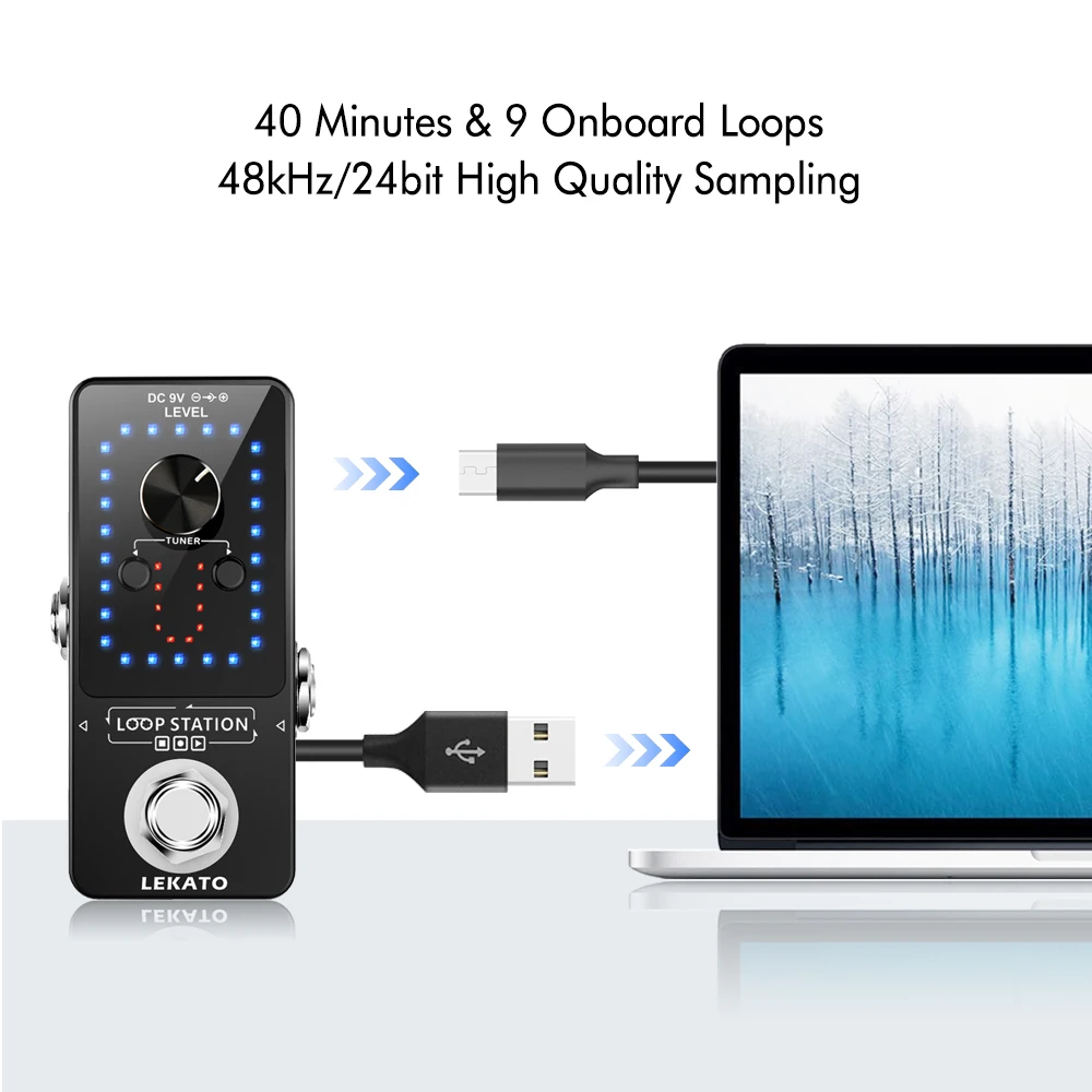 Guitar Effect Pedal Looper 9 Loops 40 Minutes Recording Time Loop Station with Tuner Overdub Guitar Looper Musical Guitar Effect Pedal Looper 9 Loops 40 Minutes Recording Time Loop Station with Tuner Overdub Guitar Looper Musical