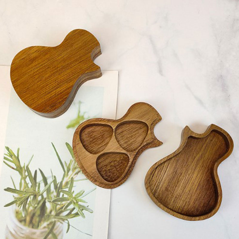 Guitar Shape Wooden Guitar Pick Holder