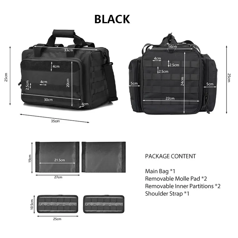 Gun Range Storage Bag Molle System Outdoor Hunting Accessory Nylon Gun Tactical Case Bags Pistol Tool Shoulder Pack