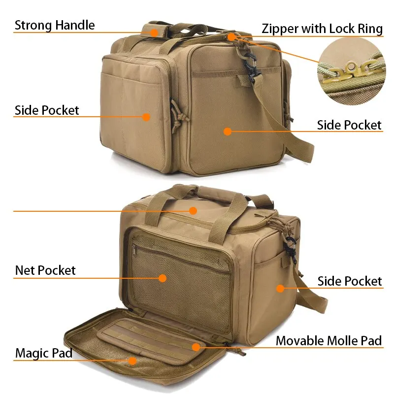 Gun Range Storage Bag Molle System Outdoor Hunting Accessory Nylon Gun Tactical Case Bags Pistol Tool Shoulder Pack