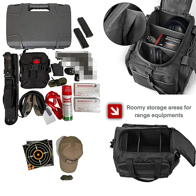 Gun Range Storage Bag Molle System Outdoor Hunting Accessory Nylon Gun Tactical Case Bags Pistol Tool Shoulder Pack