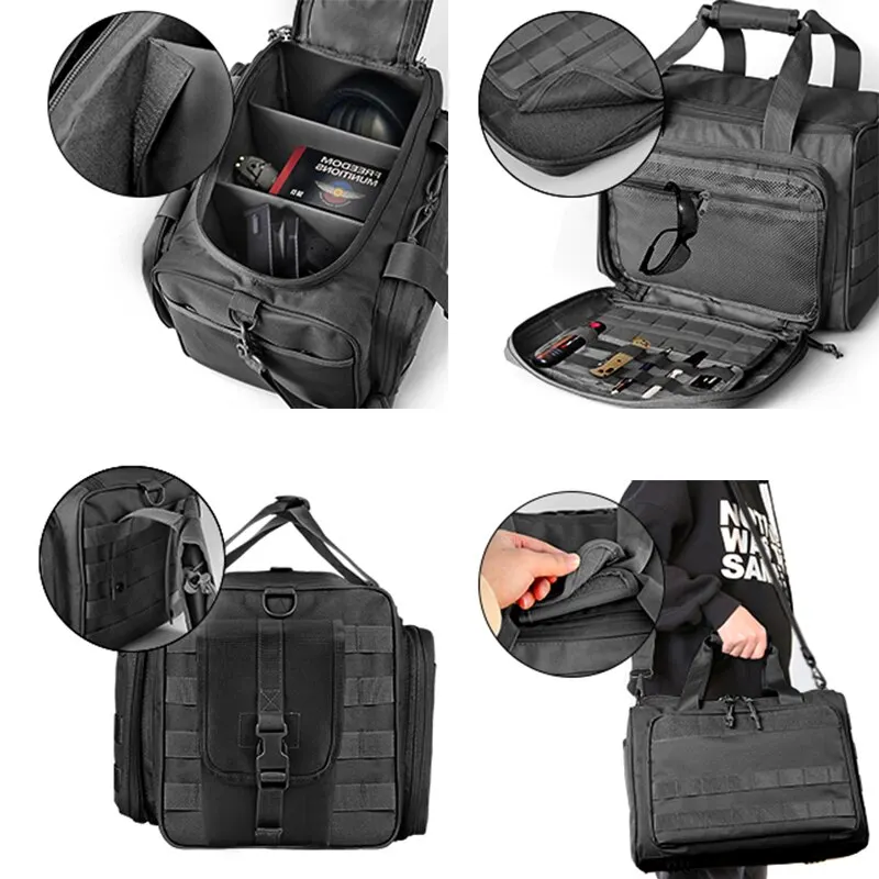 Gun Range Storage Bag Molle System Outdoor Hunting Accessory Nylon Gun Tactical Case Bags Pistol Tool Shoulder Pack