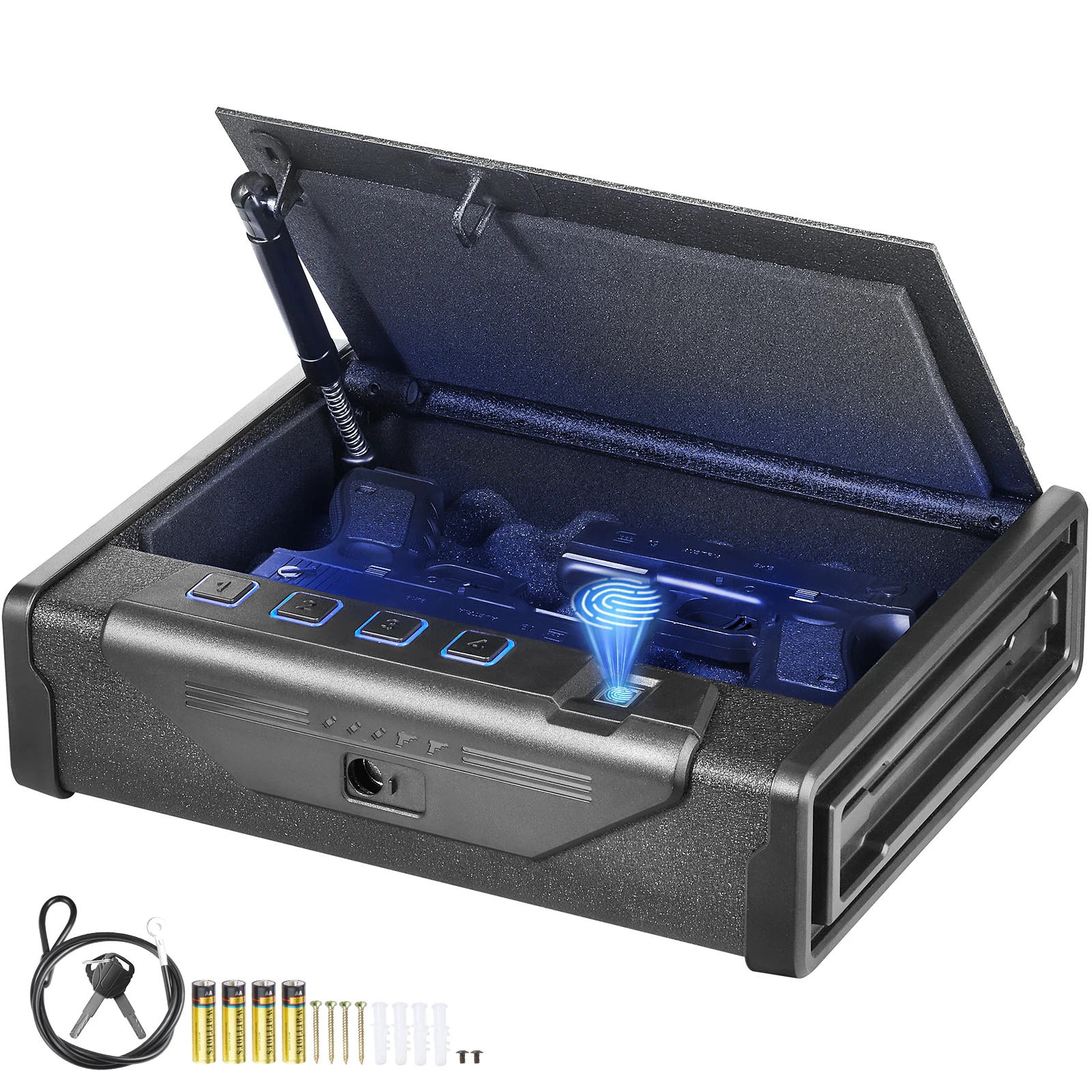 Gun Safe Steel Pistol Safe 3-Way Quick Access Firearm Case Gun Box Advanced Biometric Technology Travel Gun Safe
