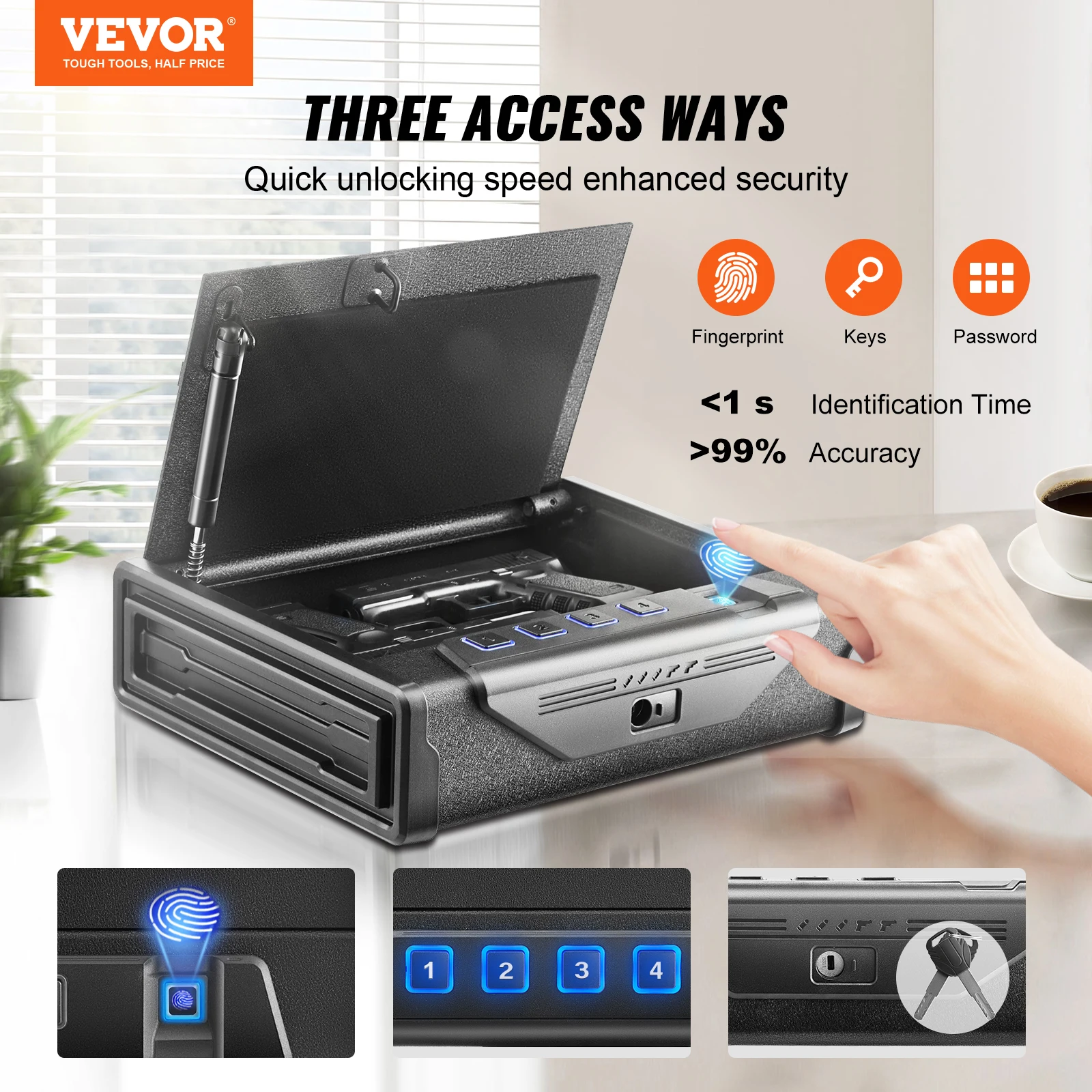 Gun Safe Steel Pistol Safe 3-Way Quick Access Firearm Case Gun Box Advanced Biometric Technology Travel Gun Safe Gun Safe Steel Pistol Safe 3-Way Quick Access Firearm Case Gun Box Advanced Biometric Technology Travel Gun Safe