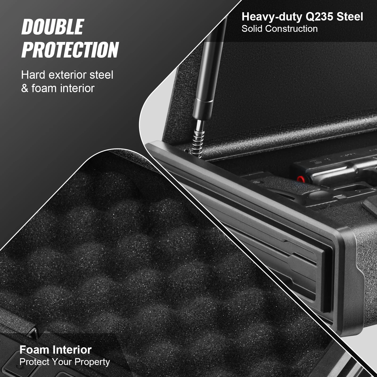 Gun Safe Steel Pistol Safe 3-Way Quick Access Firearm Case Gun Box Advanced Biometric Technology Travel Gun Safe Gun Safe Steel Pistol Safe 3-Way Quick Access Firearm Case Gun Box Advanced Biometric Technology Travel Gun Safe